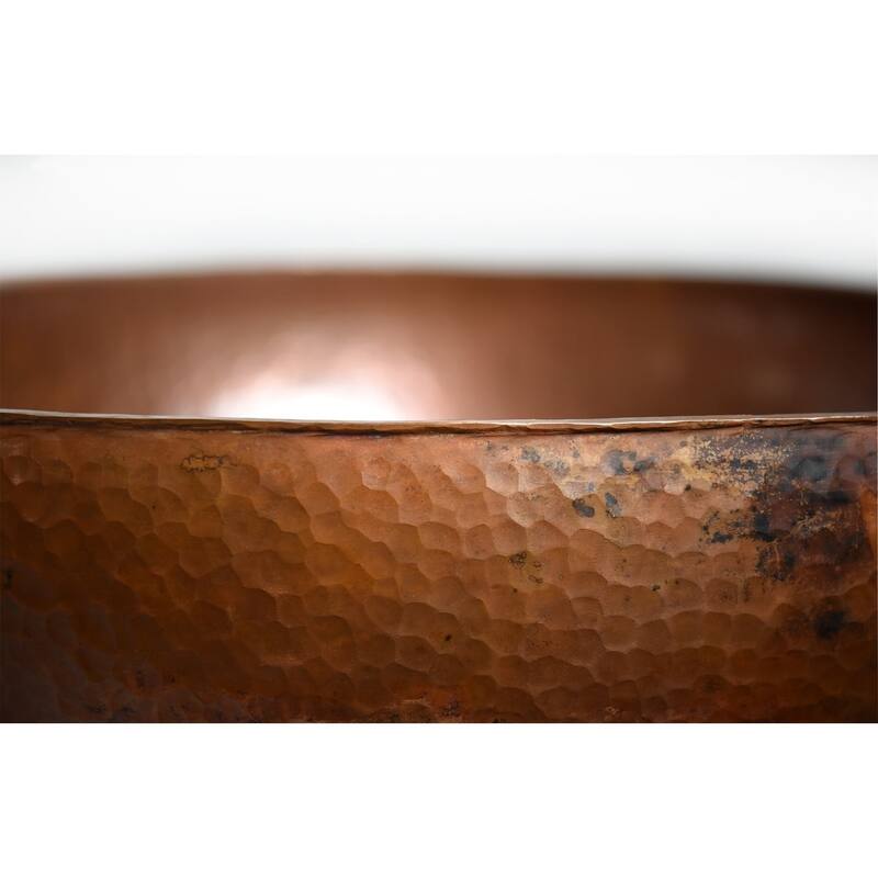 Maestro Tempered Copper Vessel Round Bathroom Sink