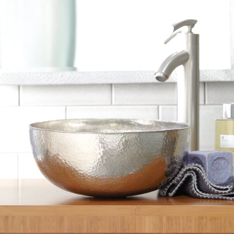 Maestro Petit Brushed Nickel Vessel Bathroom Sink - 12.5" x 5.75" - Brushed nickel