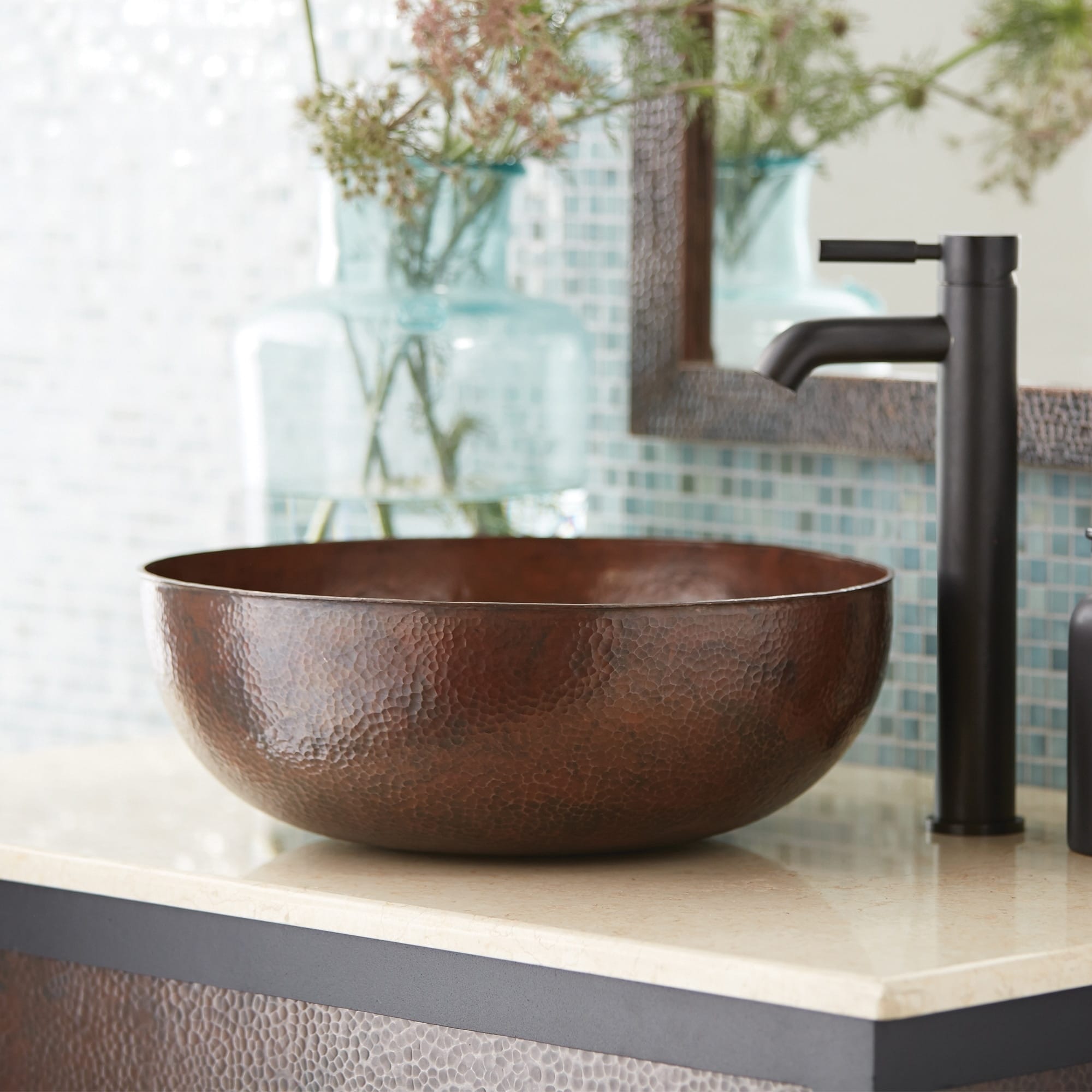 Maestro Antique Copper Vessel Round Bathroom Sink