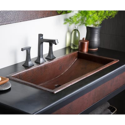 Trough Antique Copper 30-inch Undermount/ Drop-in Rectangular Bathroom Sink