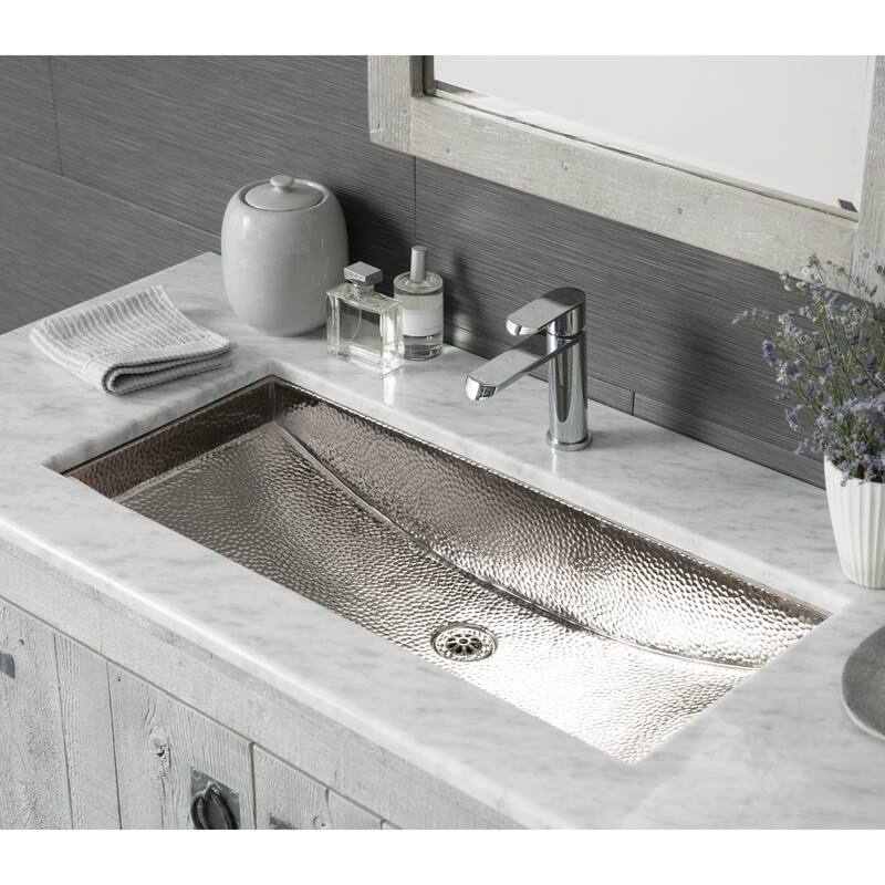 Trough Polished Nickel 30-inch Undermount/ Drop-in Rectangular Bathroom Sink - Polished Nickel
