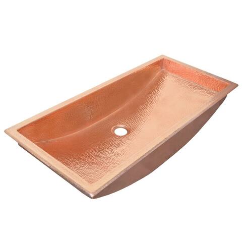 Trough Polished Copper 30-inch Undermount/ Drop-in Rectangular Bathroom Sink