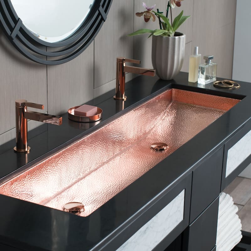 Trough Polished Copper 48-inch Undermount/ Drop-in Bathroom Sink - Polished Copper