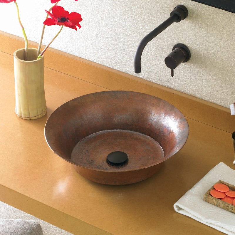 Maestro Bajo Tempered Copper Vessel Bathroom Sink - tempered copper