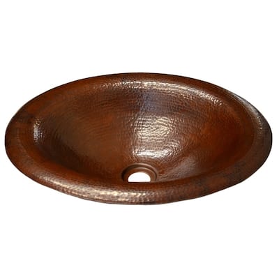 Maestro Lotus Antique Copper Drop-in Bathroom Sink