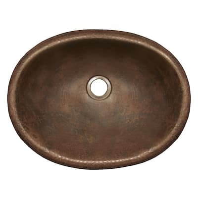 Rolled Baby Classic Antique Copper Drop-in Oval Bathroom Sink