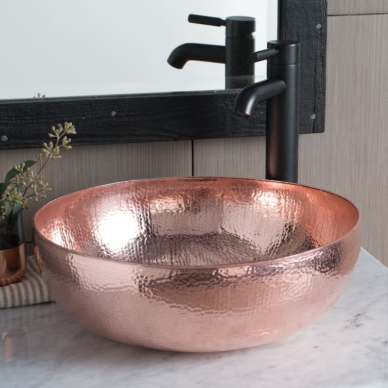 Maestro Polished Copper Vessel Round Bathroom Sink - Polished Copper