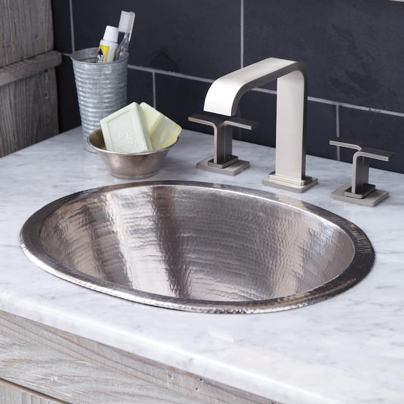 Cameo Brushed Nickel Undermount/ Drop-in Oval Bathroom Sink - Brushed nickel