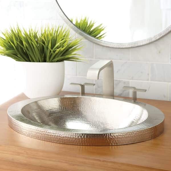 slide 5 of 9, Hibiscus Brushed Nickel Drop-in Bathroom Sink