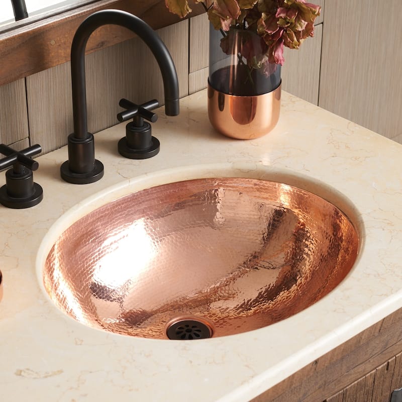 Classic Polished Copper Undermount Bathroom Sink - 19" x 16" x 5.5" - Polished Copper