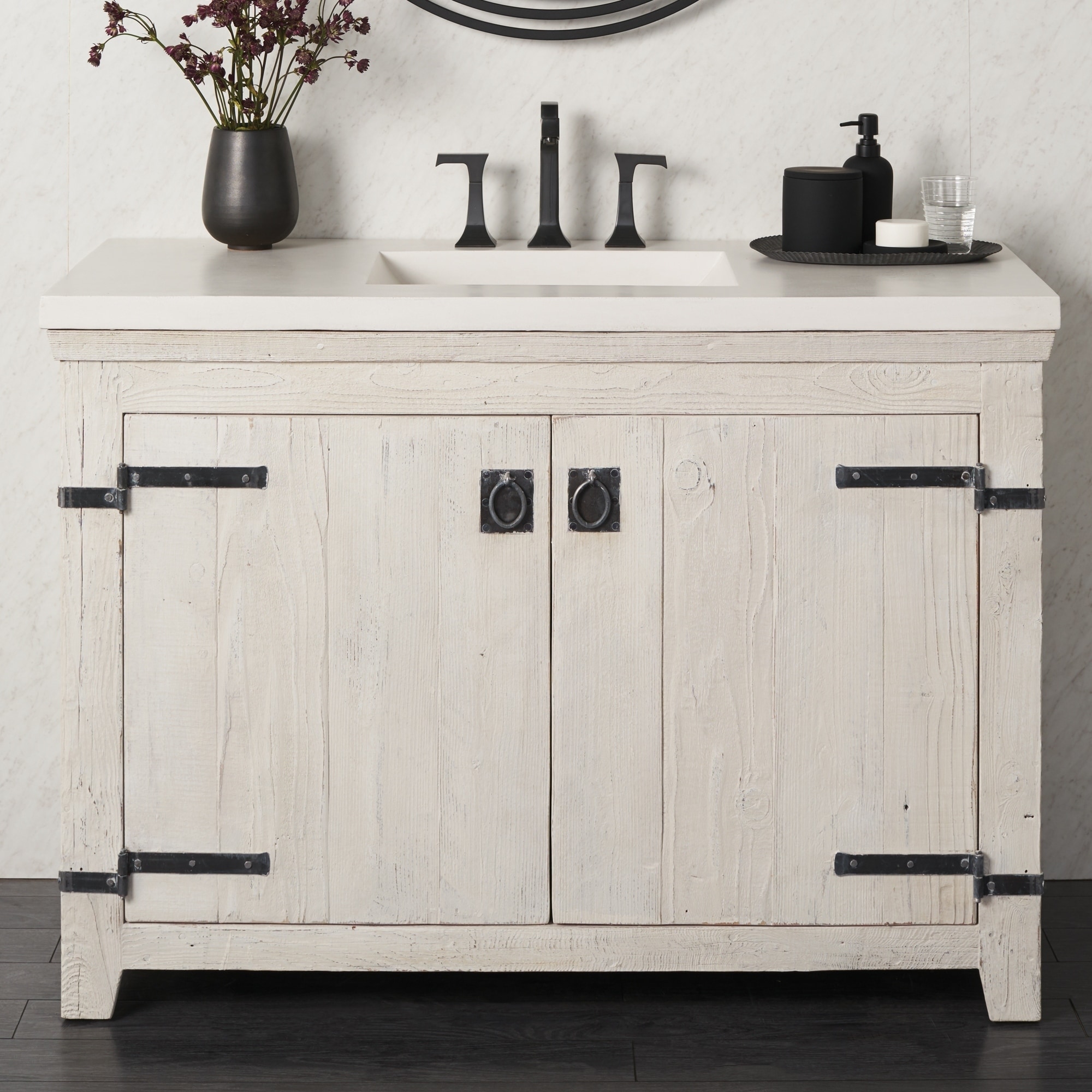 Americana Whitewash 48 Inch Reclaimed Wood Bathroom Vanity Base Only Overstock 18235404