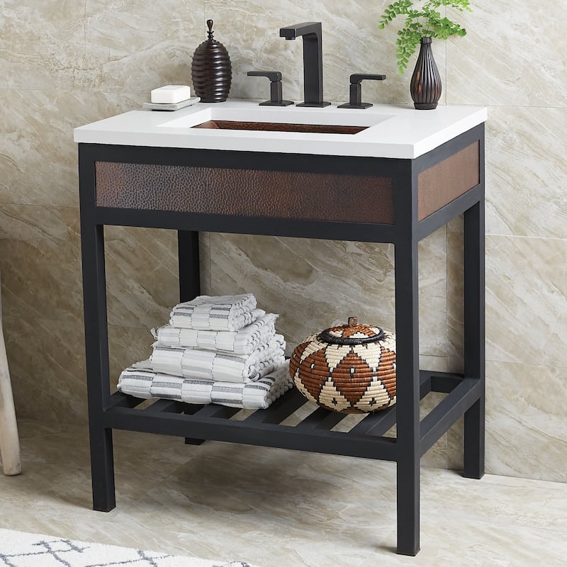 Cuzco Antique Copper 30-inch Wrought Iron Metal Bath Vanity (Base Only)