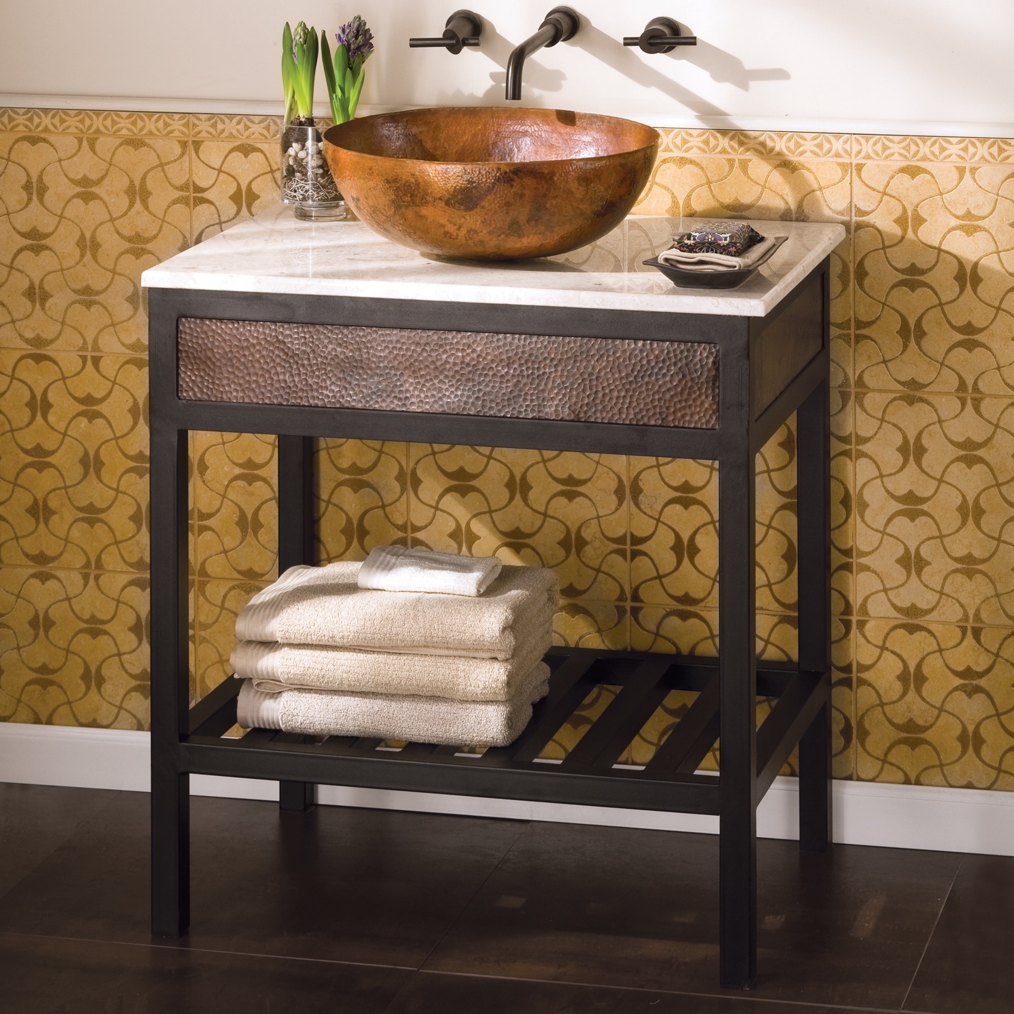 Cuzco Antique Copper 30-inch Wrought Iron Metal Bath Vanity (Base Only)