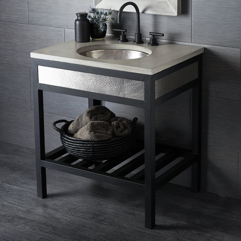 Cuzco Brushed Nickel 30-inch Steel Bath Vanity (Base Only)