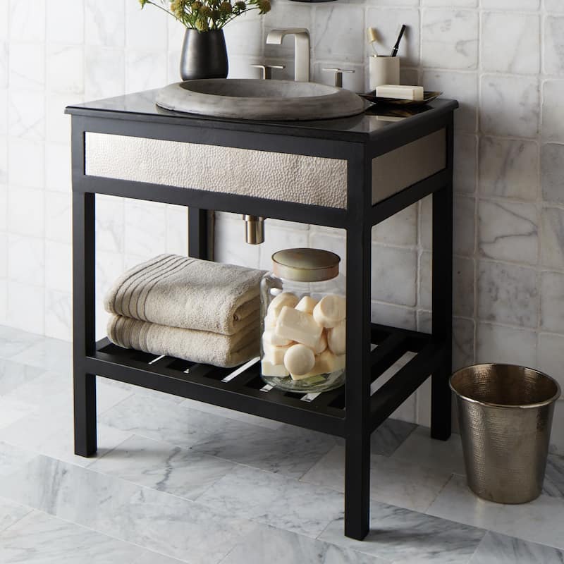 Cuzco Brushed Nickel 30-inch Steel Bath Vanity (Base Only)