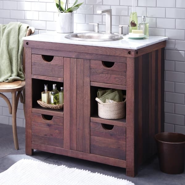 Vintner's 48-Inch Reclaimed Wine Stave Vanity Base