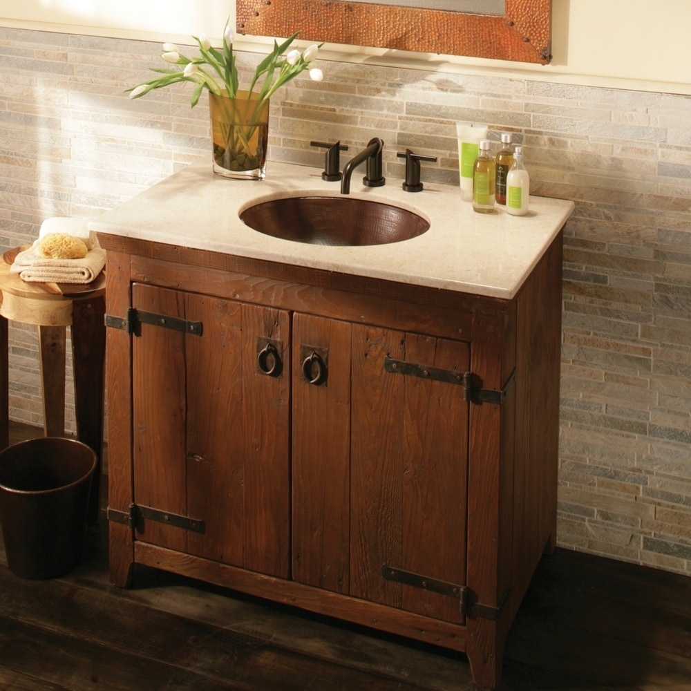 Shop Americana Chestnut 36 Inch Reclaimed Wood Bathroom Vanity Base Only Overstock 18235456