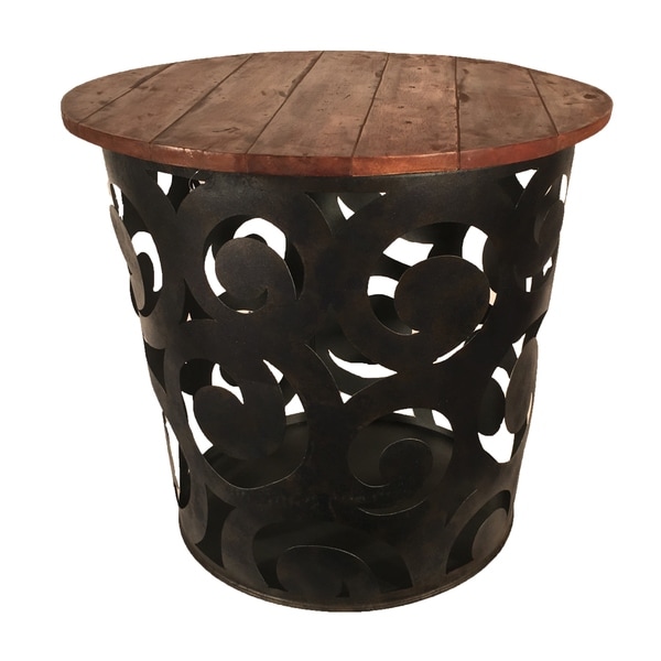 black outdoor drum side table