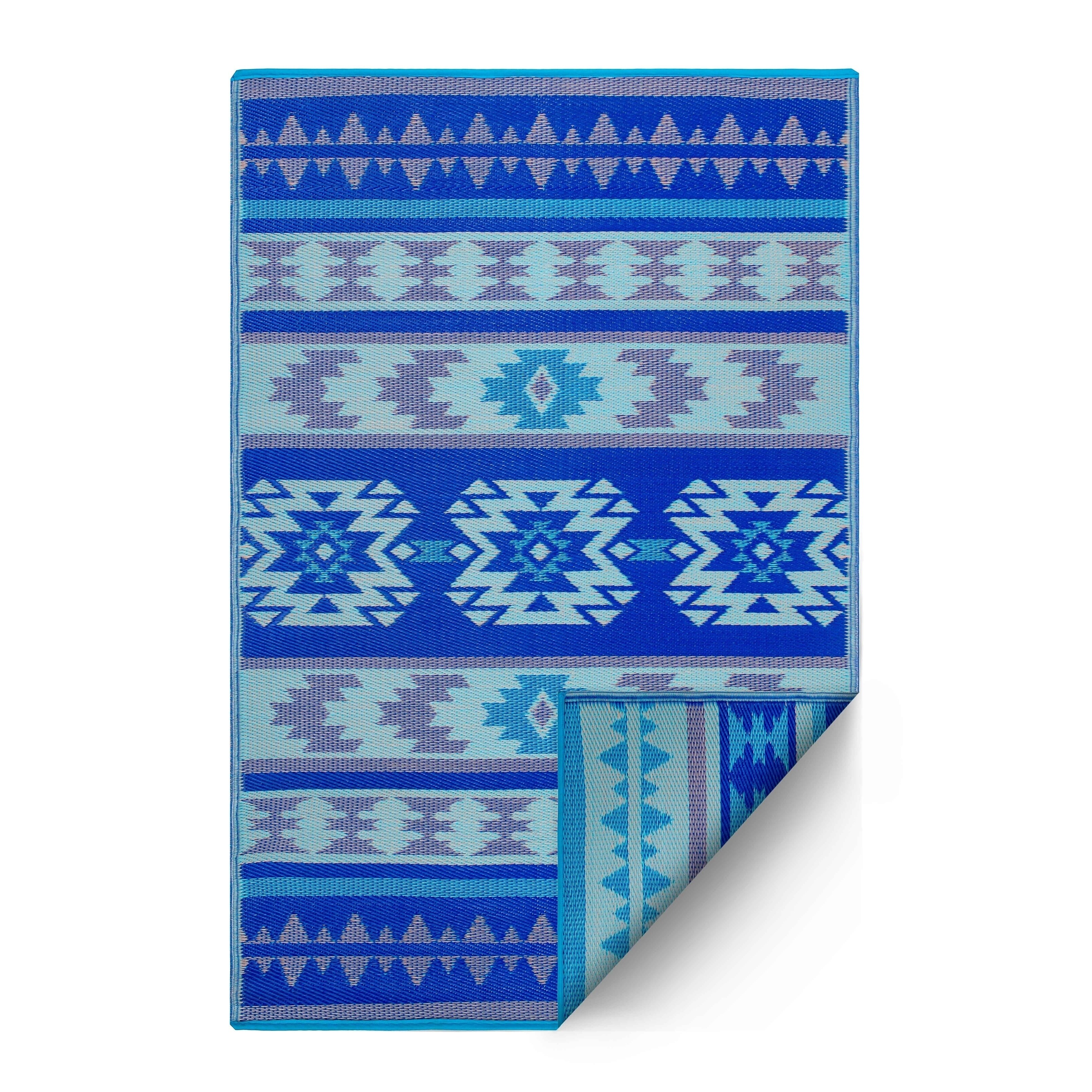 Fab Habitat Indoor Outdoor Recycled Plastic Rug Cusco Blue 4 X 6