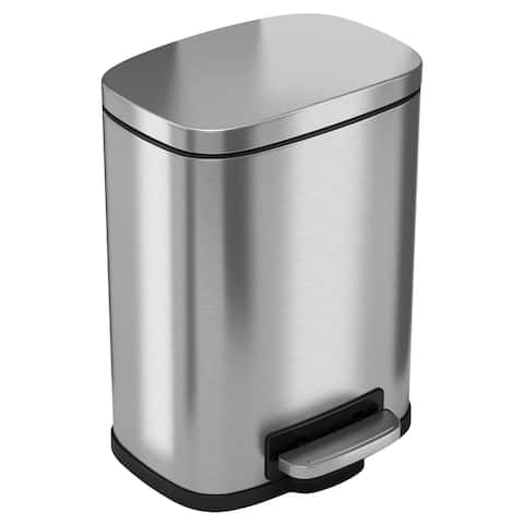 Halo Premium Silvertone Step Stainless Steel Trash Can (1 Gallon or 8 Gallon)