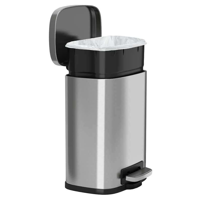 Halo 1.32 Gal SoftStep Stainless Steel Bathroom Step Trash Can