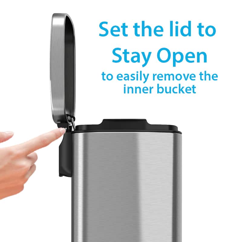Halo 1.32 Gal SoftStep Stainless Steel Bathroom Step Trash Can
