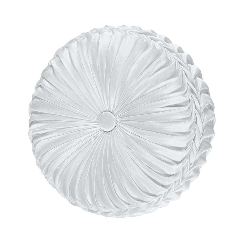 J. Queen New York Button-Tufted Round Decorative Throw Pillow Collection - White