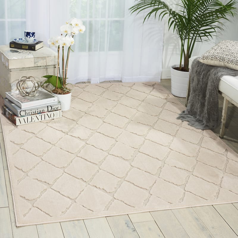 Nourison Gleam Diamond Area Rug - 2'2" x 7'6" Runner - Ivory - Runner/Rectangle