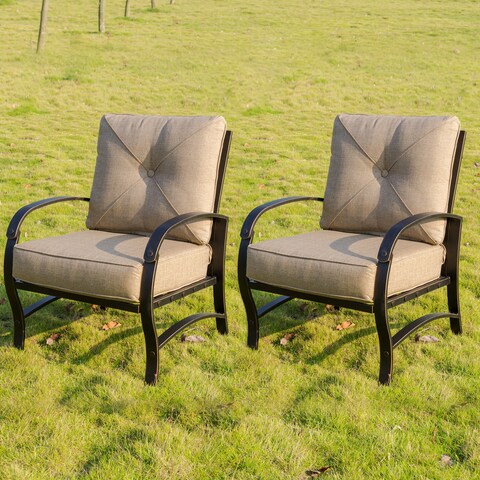 Havenside Home Santa Monica Aluminum Frame Cushioned Club Chairs (Set of 2)
