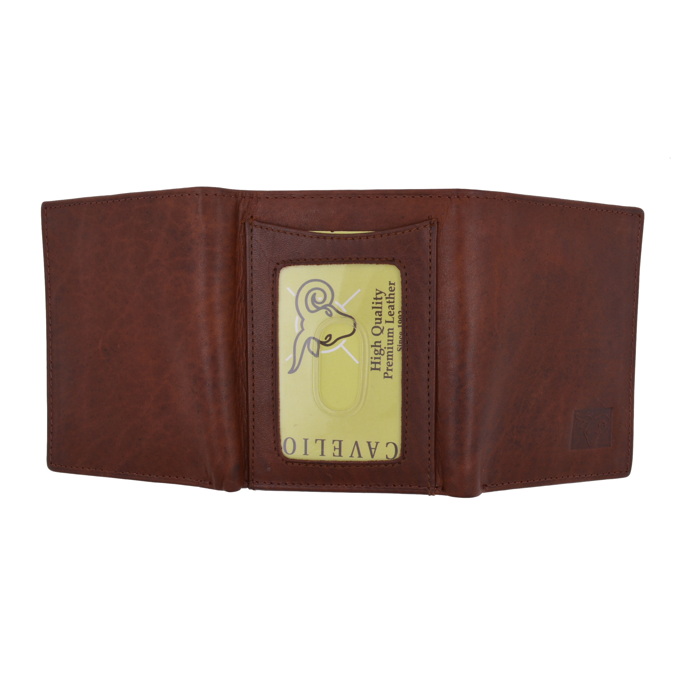 Mens Premium Leather Light Brown Bifold Wallet Middle Flap Credit Card ID Holder
