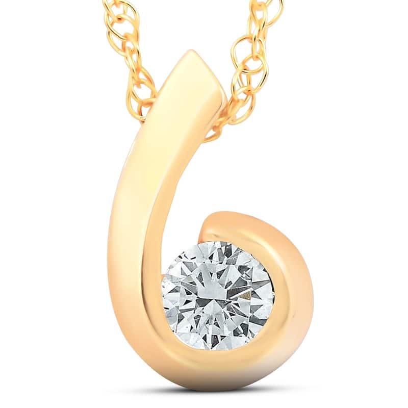 1/4ct Solitaire Round Diamond Pendant Yellow Gold