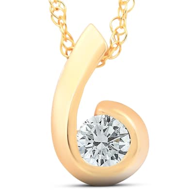 1/4ct Solitaire Round Diamond Pendant Yellow Gold