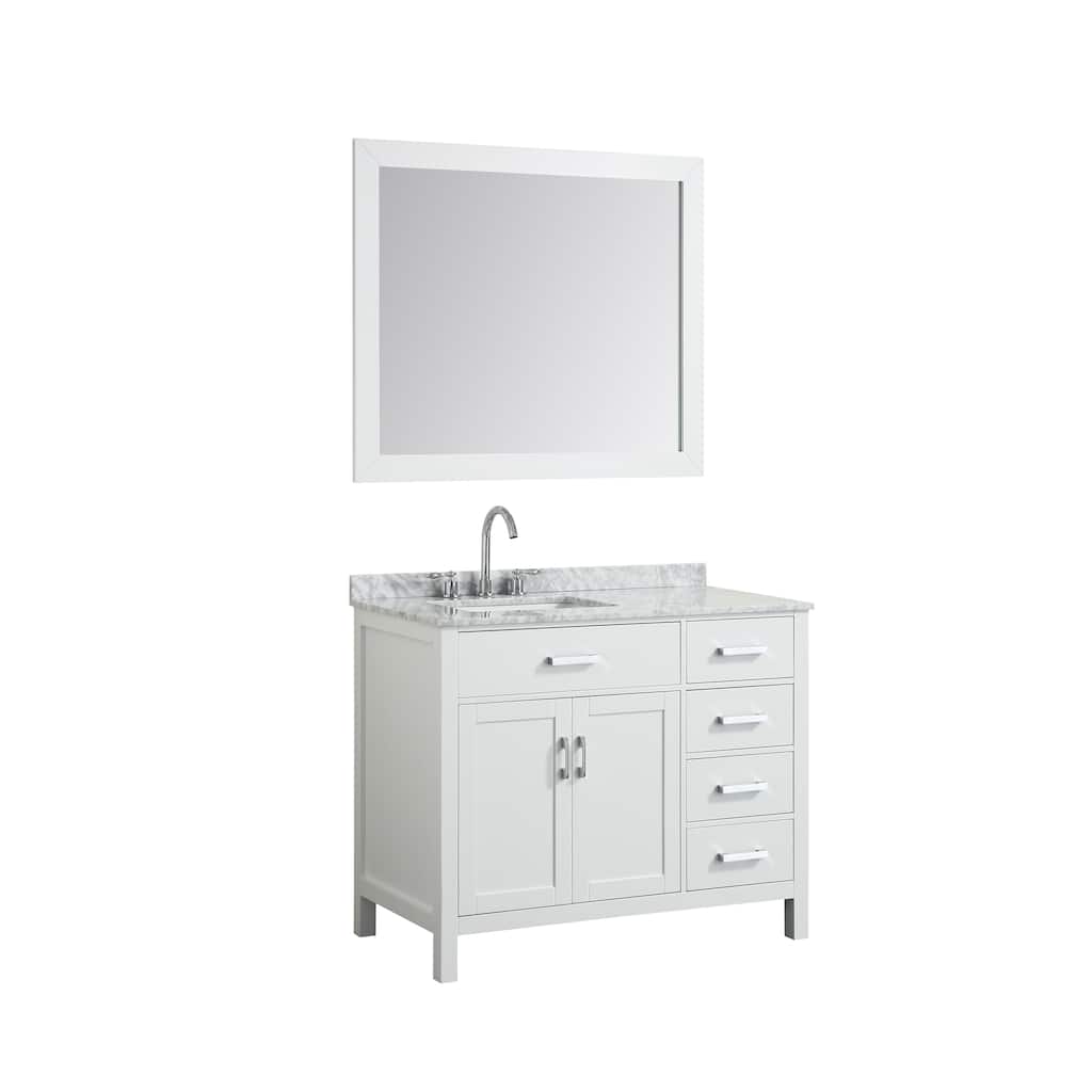Belmont Decor Hampton 43" Single Rectangle Sink Vanity Set W/ Left Offset In White