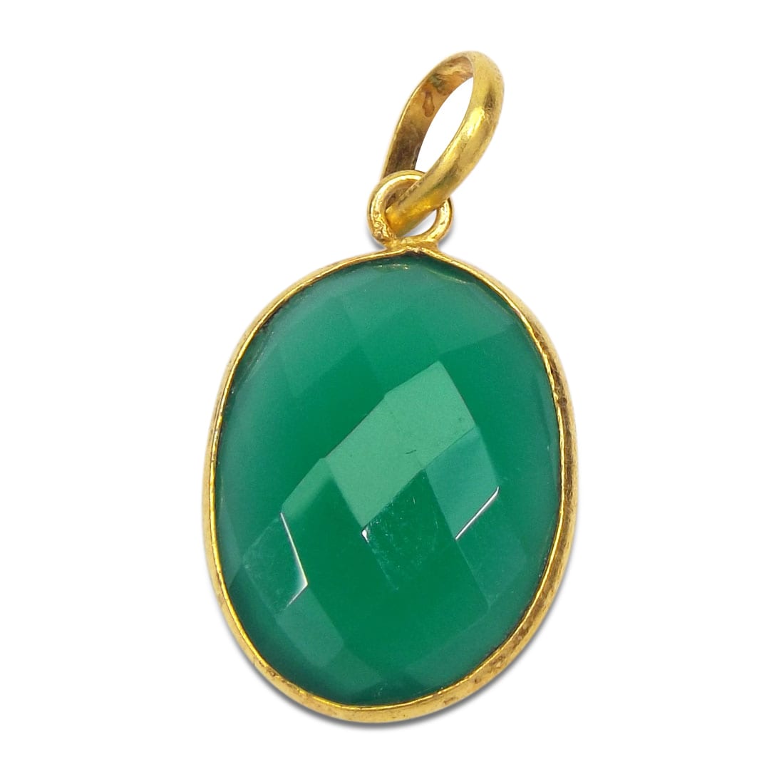 Natural Emerald CZ Astrological Yellow Gold Plated Pendant For Women Chaems Oval Shape Fashion Necklace