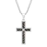 Shop Versil Stainless Steel Carbon Fiber Cross Necklace - On Sale ...