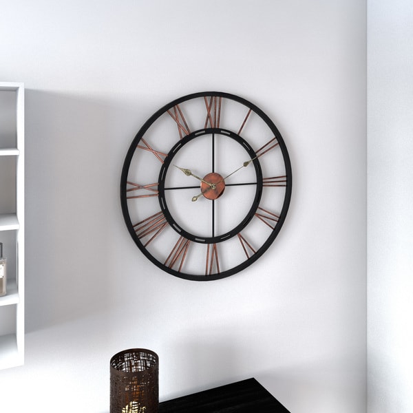 Porch & Den Wayland Aged Copper and Black Wall Clock