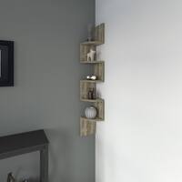 Porch & Den Laurel Large Weathered Oak Laminate Corner Wall Mount Shelf