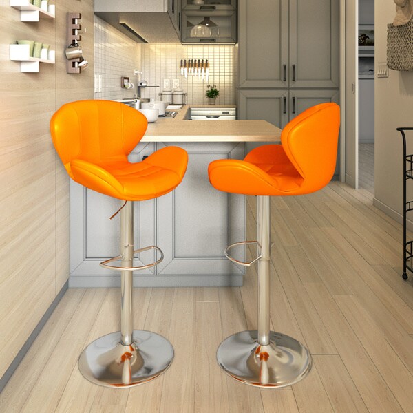 Porch & Den Graffian Adjustable Height Bar Stool with Chrome Base