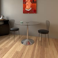 Porch & Den Suffolk Glass/ Chrome 39.25-inch Round Table