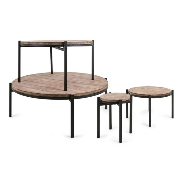 Shop Round Stacking Display Tables Set of 4 Brown and Black