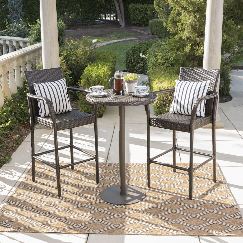 Stella Outdoor 3-piece Wicker 26-inch Round Bar Set by Christopher Knight Home