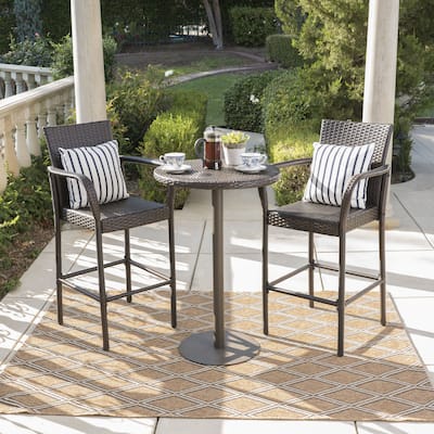 Stella Outdoor 3-piece Wicker 26-inch Round Bar Set by Christopher Knight Home