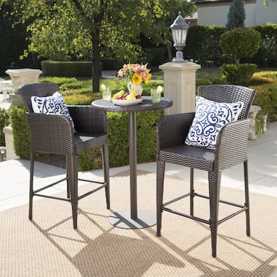 Brooklyn Outdoor 3-piece Wicker 26-inch Round Bar Set by Christopher Knight Home
