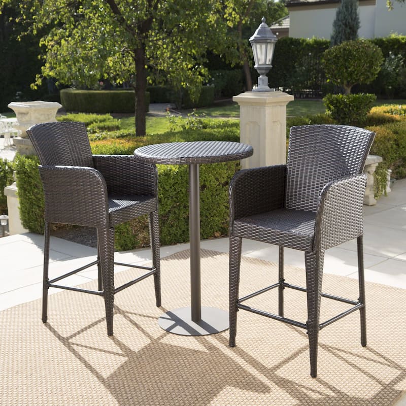 Brooklyn Outdoor 3-piece Wicker 26-inch Round Bar Set by Christopher Knight Home