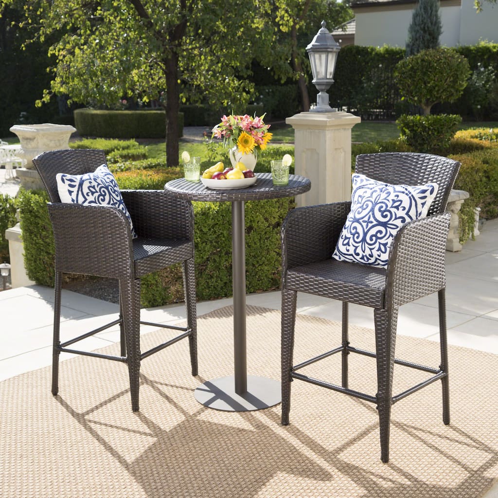 Brooklyn Outdoor 3-piece Wicker 26-inch Round Bar Set by Christopher Knight Home