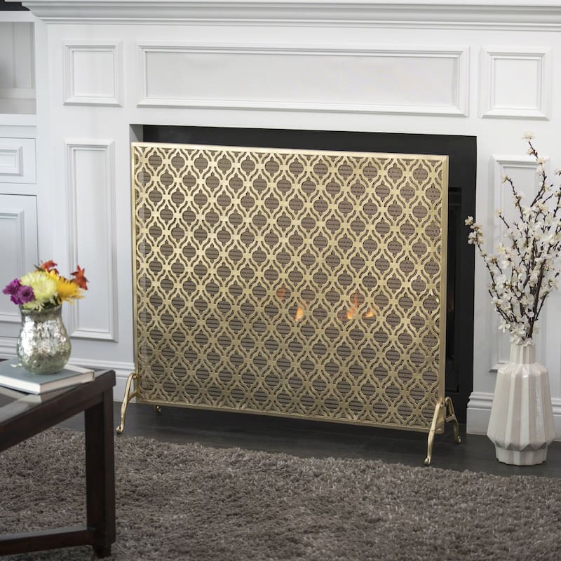 Ellias Single Panel Fireplace Screen by Christopher Knight Home - Gold