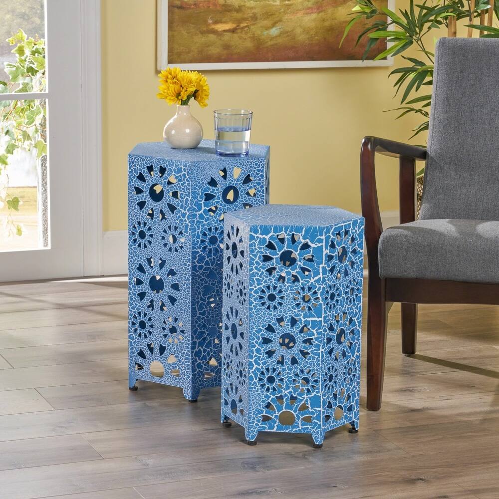 Wanda 12-inch & 14-inch 2-piece Side Table Set by Christopher Knight Home - 18.25"H x 12"W x 12"D/22"H x 14.25"W x 14.25"D