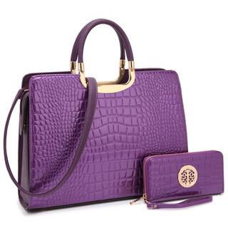 Purple Handbags Our Best Clothing Shoes Deals Online At Dasein Patent Croco Print Briefcase With Matching Wallet