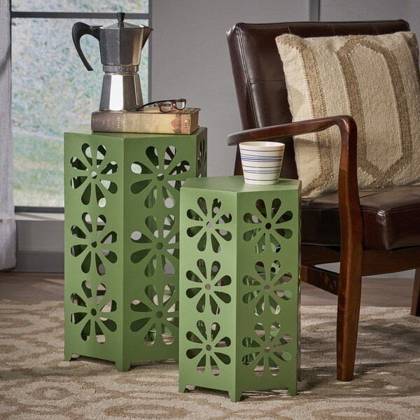 Shop Giselle 12 Inch 14 Inch 2 Piece Floral Iron Side Table