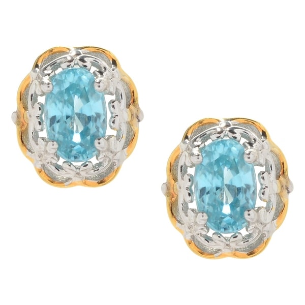 Michael Valitutti Palladium Silver Exotic Blue Zircon Flower Michael Valitutti Palladium Silver Exotic Blue Zircon Flower Stud Earrings